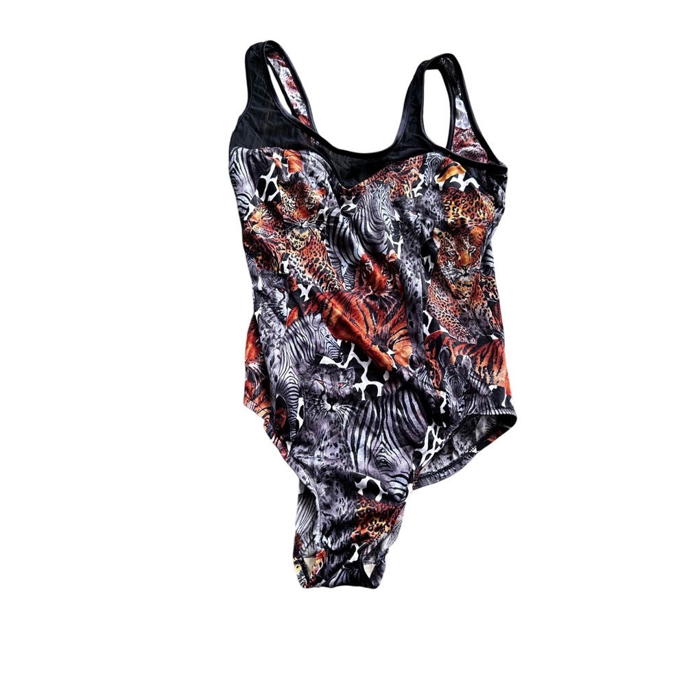 Vintage‎ ILGWU Animal Print One Piece Swimsuit Size 16 Tiger Zebra Safari USA